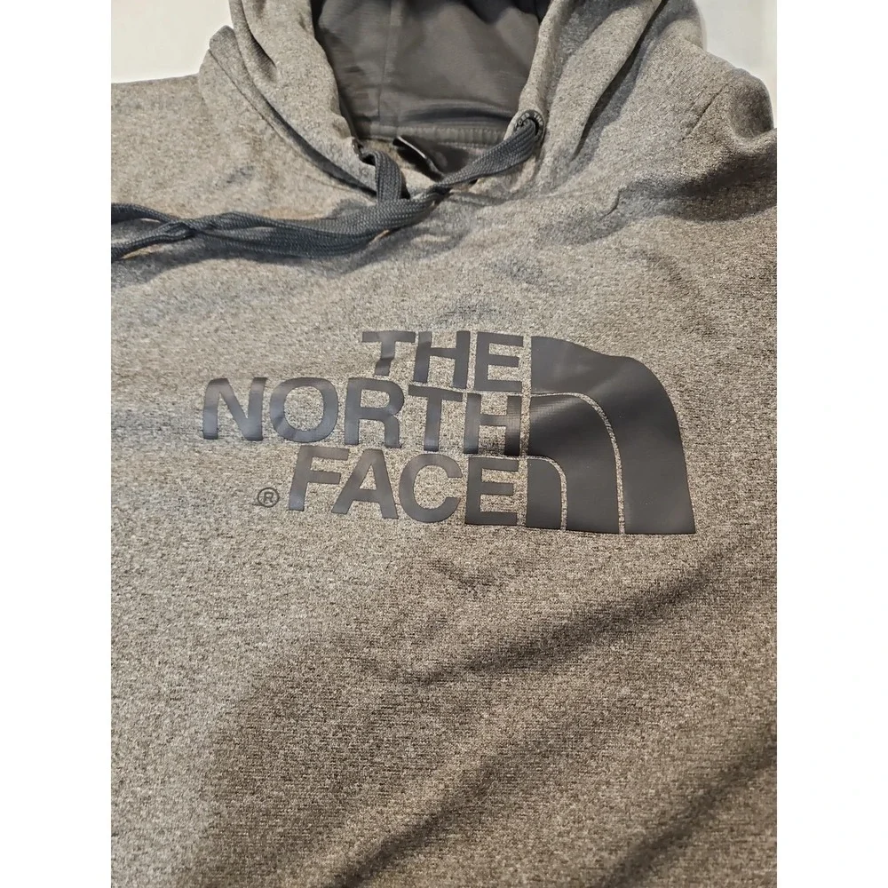 The North Face Mens Large Heathered Gray Hoodie Pullover Logo Pocket (1685